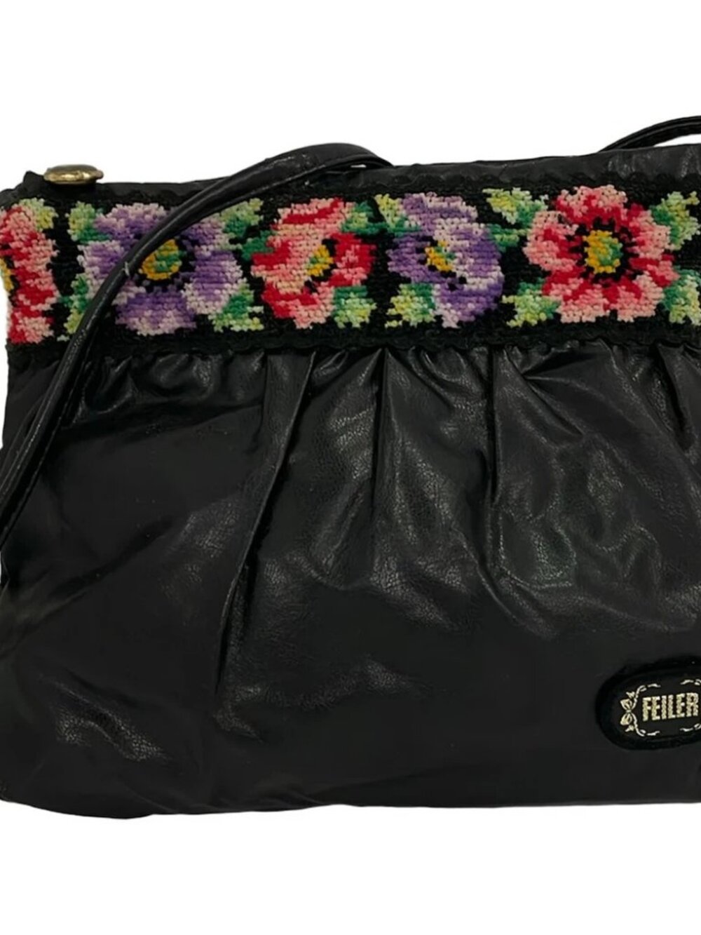 FEILER Black Pink Multi Nylon Pile Shoulder Bag